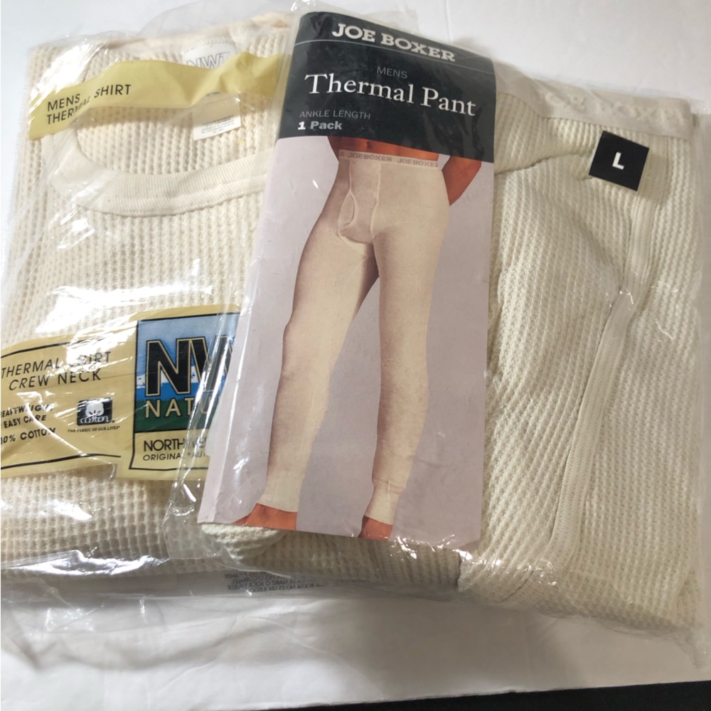 Set Of  Men's Thermal Pant and Top Size L -Cream - NEW